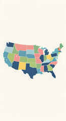 Colorful United States Map Graphic Illustration