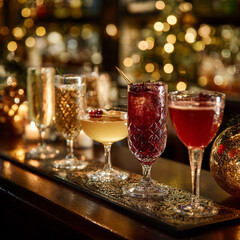 christmas cocktails on bar 