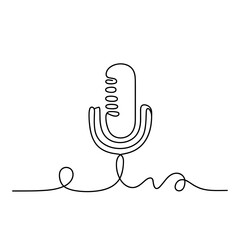 Continuous Line Drawing of Retro Microphone