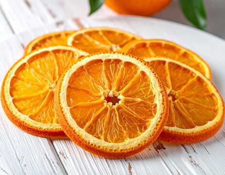 Dried orange slices on a white surface - Powered by Adobe