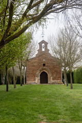 Obraz premium Brick facade of Ermita de Nuestra Senora de los Barrios in Osornillo, Palencia province