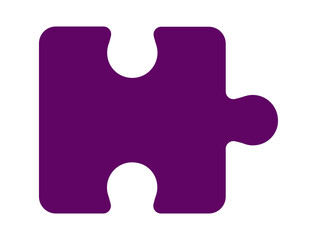 Single purple puzzle piece icon symbolizing connection solution and completion simple graphic representation for ideas