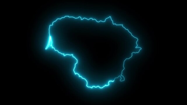 glowing neon Lithuania map. Lithuania map icon Animated with a glowing neon effect. Lithuania icon map illustration.