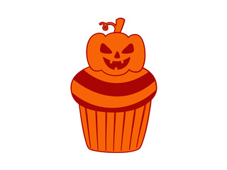 Spooky jack o lantern cupcake icon halloween treat festive autumn dessert seasonal holiday celebration party