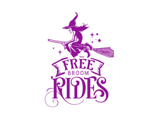 Gothic skeleton cowboy riding a horse with 'free rides' text vintage western style icon for themed events and designs