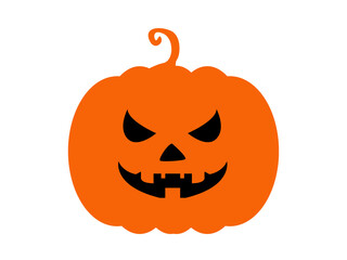 Scary orange halloween jack-o-lantern icon with spooky face for festive decorations and autumn celebrations