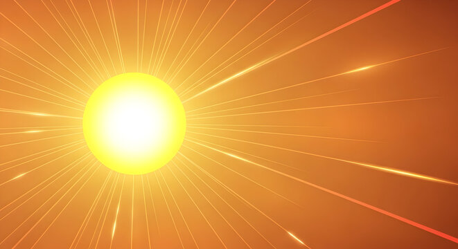 Bright Light Bursting with Glowing Rays on Orange Background - Powered by Adobe
