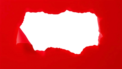 Ripped transparent hole in red paper
