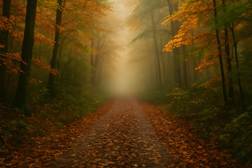 path in the foggy  forest