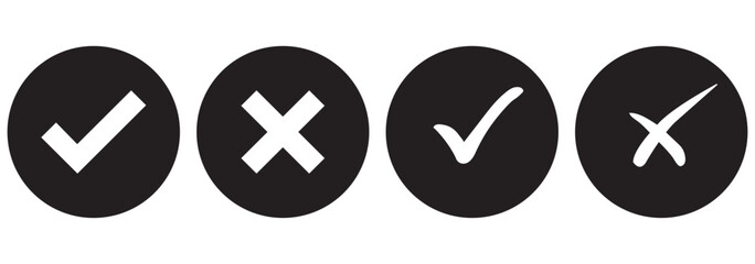 checkmark and X mark icon. check and uncheck icon vector. validation icon vector. for apps and websites.