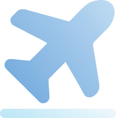 Simple blue gradient airplane icon taking off