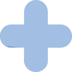 Obraz premium Soft Blue Rounded Cross Symbol: Minimalist Healthcare Icon, Positive and Hopeful Medical Design Element for Websites and Applications.