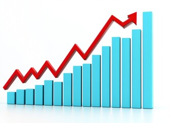 Growth Chart with Rising Arrow and Blue Bar Graph Elements