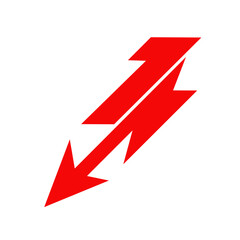 red arrow on white background