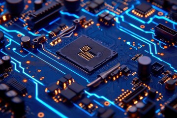 Close-Up of Circuit Board Featuring Integrated Circuit and Connections