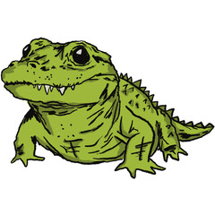 Hand-Drawn Cute Crocodile Cartoon Illustration