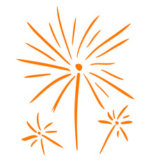 Orange Fireworks Celebration Burst on White