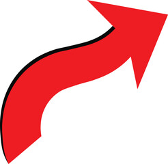 red arrow on white background