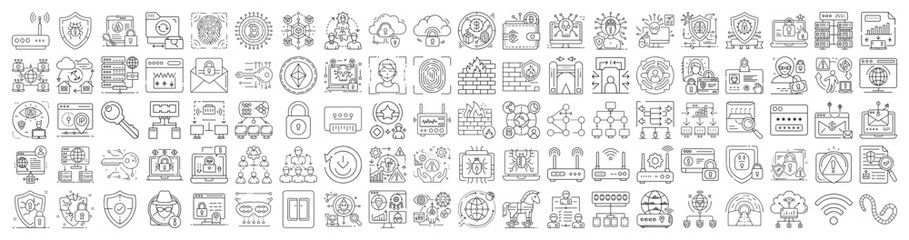 Cyber Security and Data Protection Icons Vector Illustration for Website and Mobile App