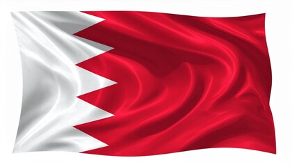The flag of Bahrain waving proudly realistic cloth folds white background with clean lighting