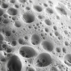 Close-up texture of soap foam with large and small bubbles forming abstract patterns on a clean surface