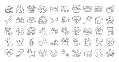 Dog and Pet Related Outline Icon Set for Pet Store Designs