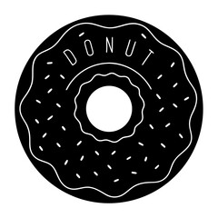 Black and white donut with sprinkles and text graphic