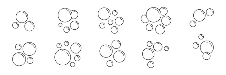 Set of Bubbles icon. Soap foam, fizzy drink, oxygen bubble pictogram pack symbol template for graphic and web design collection logo vector illustration . eps 10 
