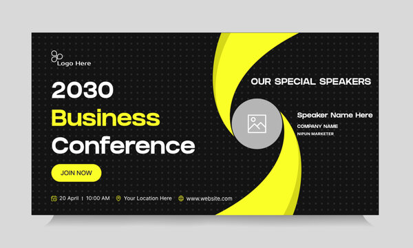 Digital business yearly conference digital webinar banner template design, online meeting banner design, talk show banner design, editable vector eps 10 file format