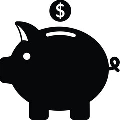 Obraz premium Piggy bank money saving icon finance coin investment growth icon vector