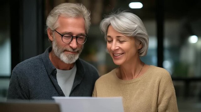 senior couple looking over stack of appointment slips trying to make sense of referrals real patient experience three quarter wide angle cinematic color correction gentle
