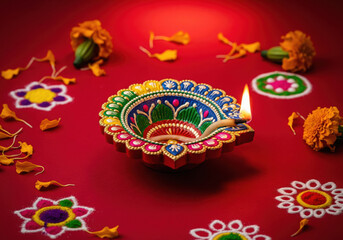 traditional oil lamp on diwali festival