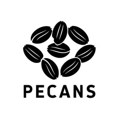 Black Pecan Nuts and Word Logo food black and white