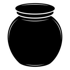 Black pot with rounded body and rim container vessel