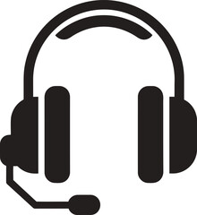 Headset icon with microphone for communication and support services vector