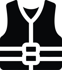 Safety life vest icon symbol silhouette isolated on for water sports vector
