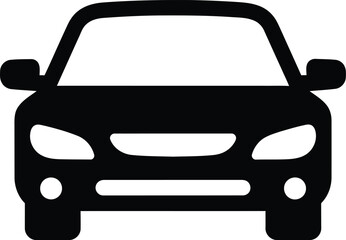 Modern sedan car front view simple icon silhouette vector transportation vehicle vector