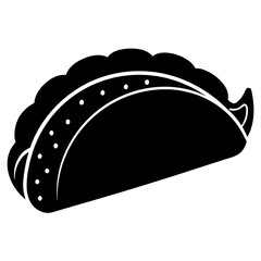 Black silhouette of a taco on a white background food