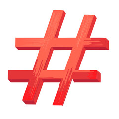 Fototapeta premium Red 3D Hashtag Symbol Illustration for Social Media Communication and Online Trends