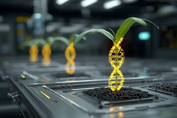 Plant Seedling with DNA Structure
