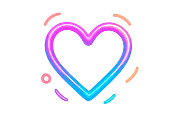 Neon heart 3D love symbol. Glowing abstract gradient icon for Valentine's Day. Creative liquid light effect element for romance, wedding & social media design. Vector illustration.