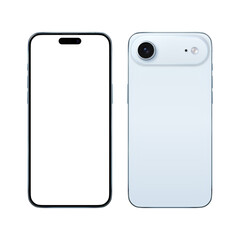 Light Blue Smartphone similar 17 air. Blank white screen mockup,  transparent background, mobile app presentation, display template
