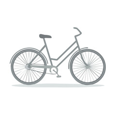 Classic Grey Bicycle Side View Illustration