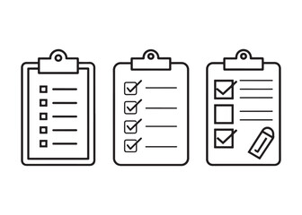 Checklists and To Do Lists on Clipboards for Task Management and Productivity Concepts in Modern Line Art Style