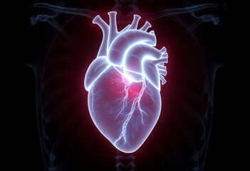 x ray of human heart, model 3d