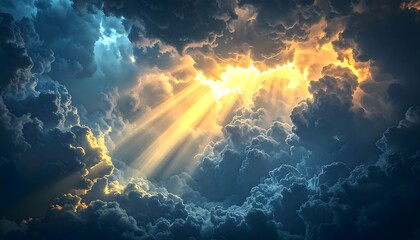 Divine light piercing dark clouds