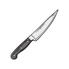 Hand drawn illustration of a sharp kitchen knife isolated cooking tool vector icon