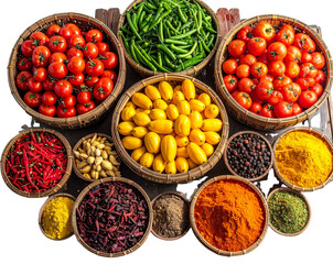  Crowded Village Market with Fresh Vegetables