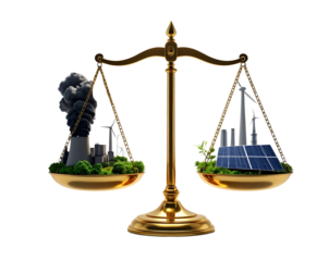 Balance Scale with Pollution vs Renewable Energy