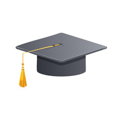 Graduation cap illustration for students celebrating education achievement academic success with a golden tassel